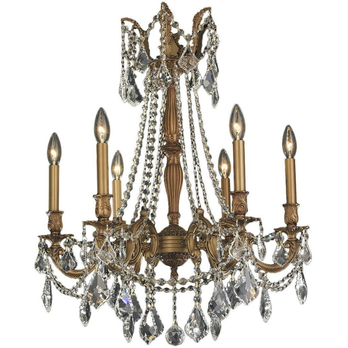 Windsor French Gold Clear Crystal 6 Light Chandelier - Chandeliers