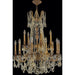 Windsor French Gold Golden Teak Crystal 15 Light Chandelier - Chandeliers