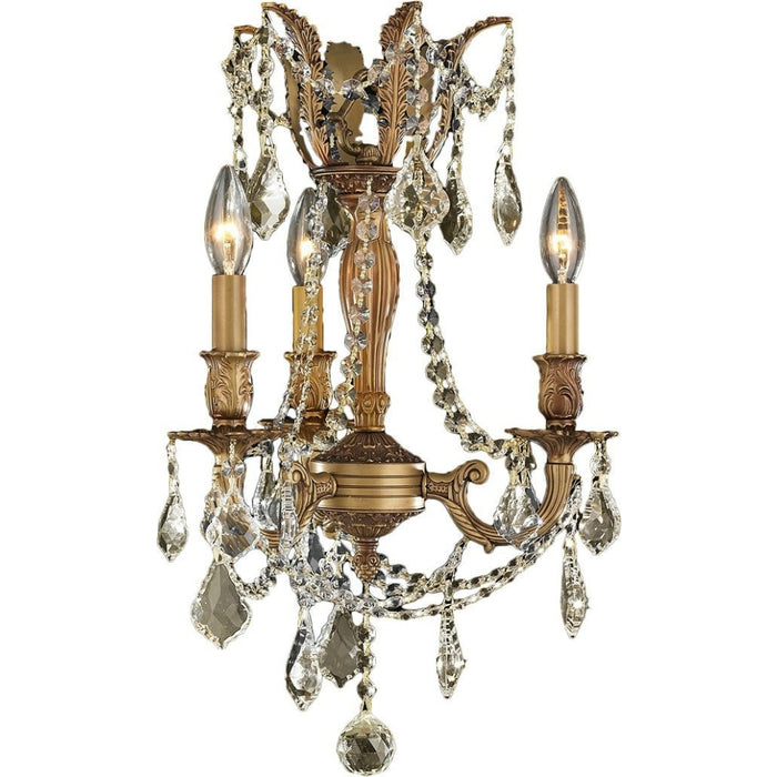 Windsor French Gold Golden Teak Crystal 3 Light Chandelier - Chandeliers