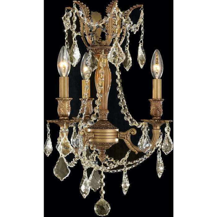 Windsor French Gold Golden Teak Crystal 3 Light Chandelier - Chandeliers
