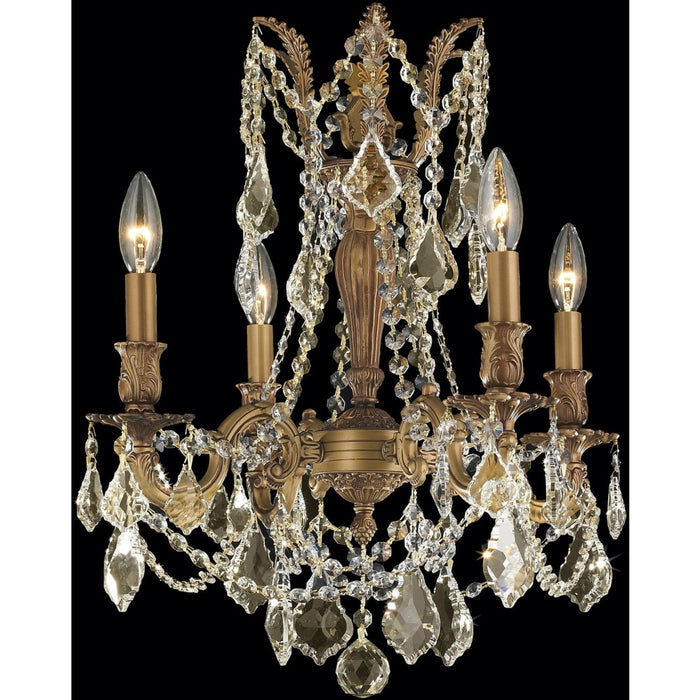 Windsor French Gold Golden Teak Crystal 4 Light Chandelier - Chandeliers