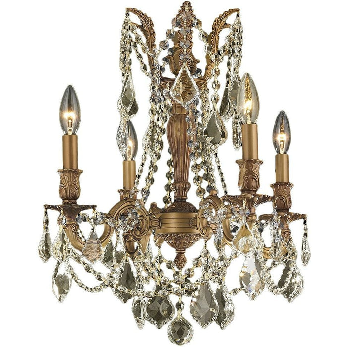 Windsor French Gold Golden Teak Crystal 4 Light Chandelier - Chandeliers