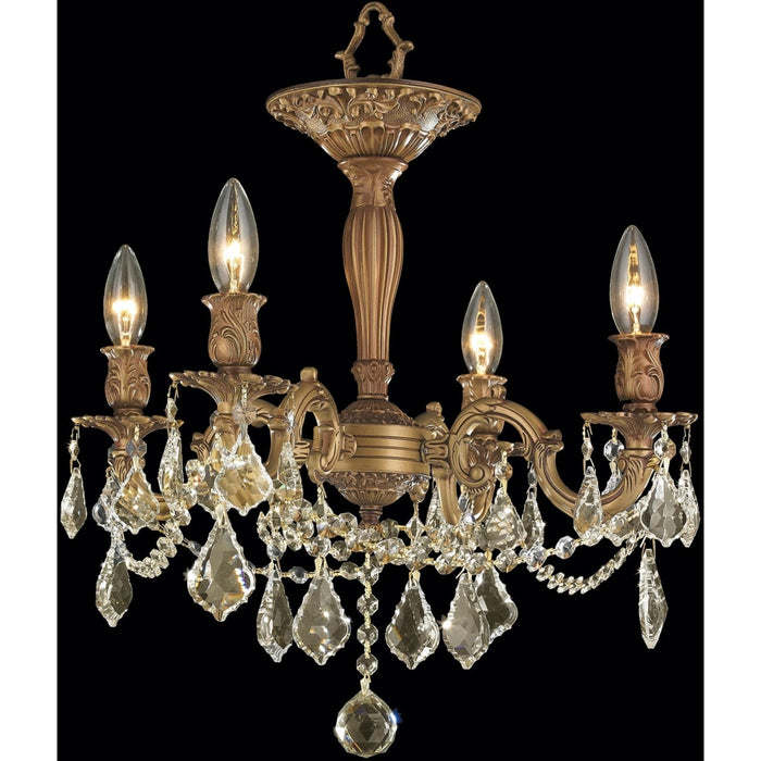 Windsor French Gold Golden Teak Crystal 4 Light Semi-Flushmount - Semi-Flushmounts