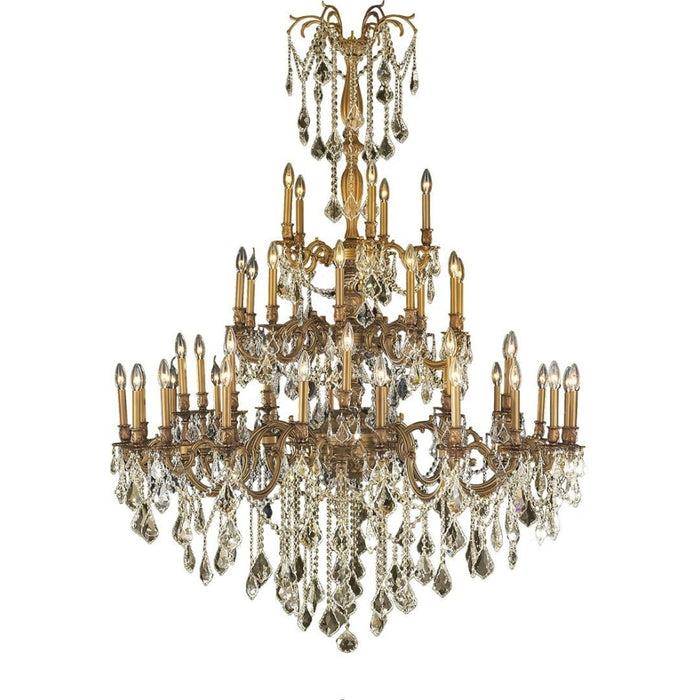 Windsor French Gold Golden Teak Crystal 45 Light Chandelier - Chandeliers